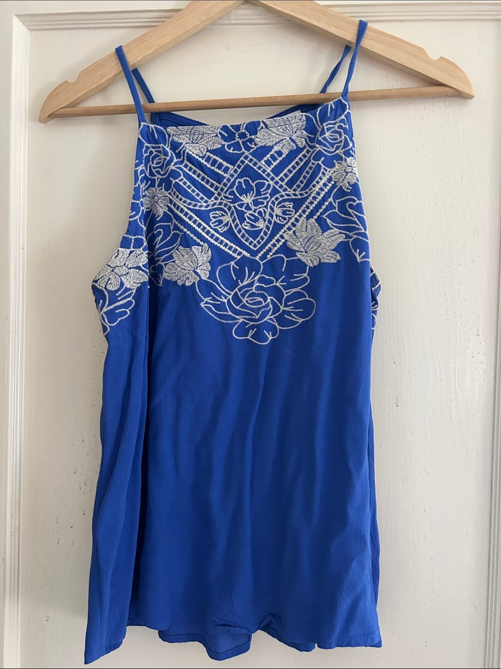 love on a hanger Royal Blue Spaghetti-Strap Embroidered Camisole